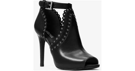 michael kors jessie leather open|Michael Michael Kors Womens Jessie Leather Booties.